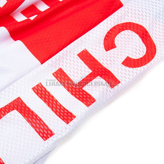Abbigliamento Ciclismo Chile Manica Corta 2019 Bianco Rosso